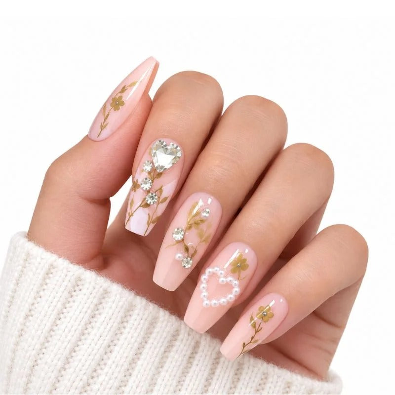 Nails Set With Floral Design
