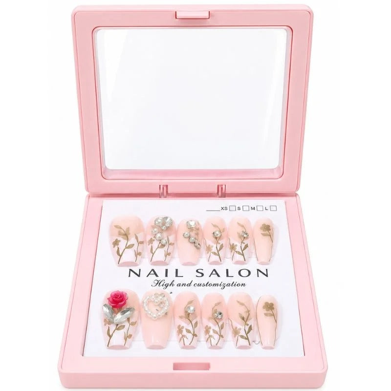 Nails Set With Floral Design
