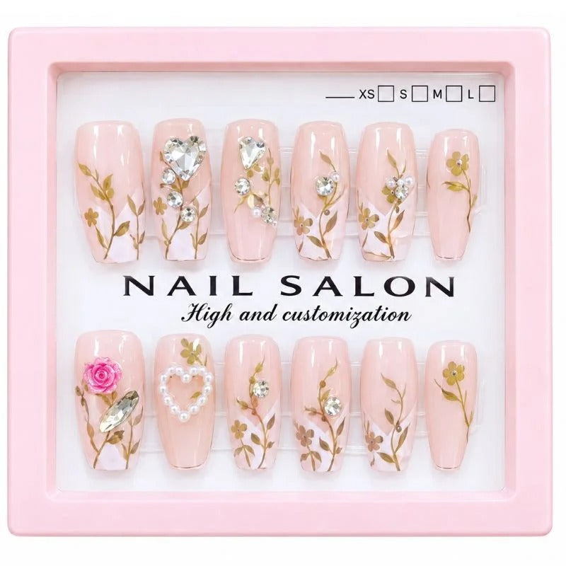 Nails Set With Floral Design